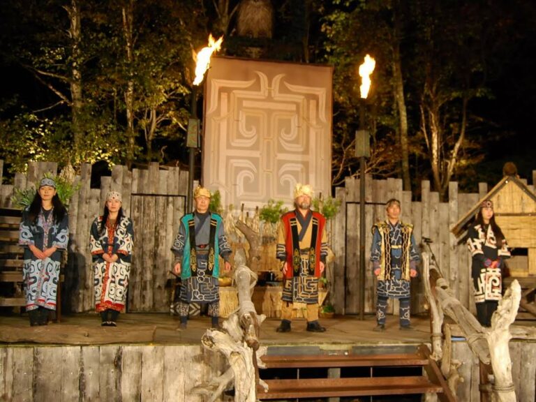 Ainu village Fire Festival ceremony, Hokkaido Japan