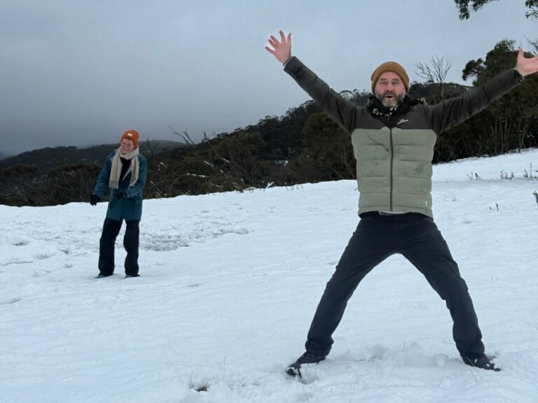 Luke at enjoying the snow at deadhorse gap near Kosiosco NSW