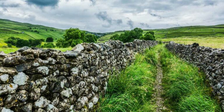 Ruins of a historical stone wall in Britain.