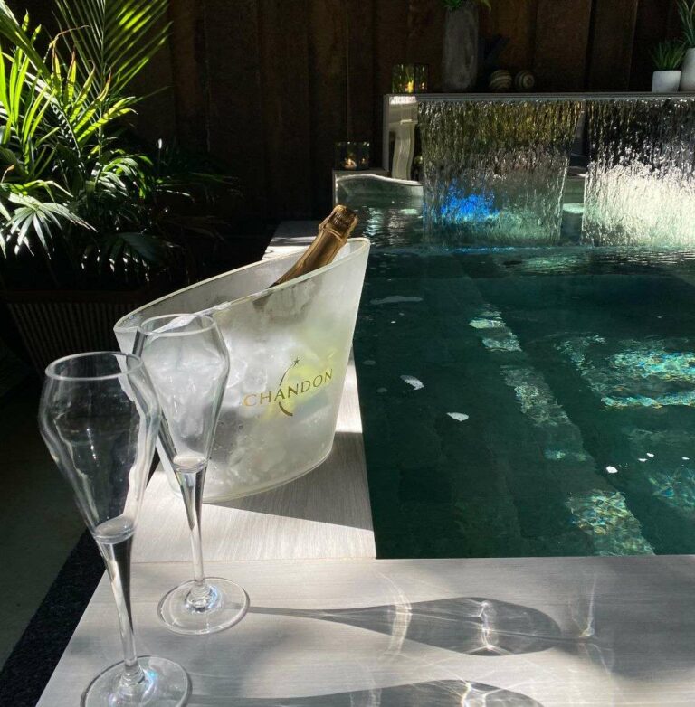 Champagne by the Magnesium pool